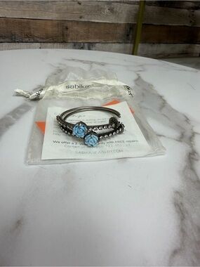 Sabika Blue Rose Hoop Earrings OS